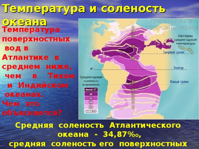 Используя рисунки 146 и 147 проследите как изменяется температура и соленость поверхностных вод