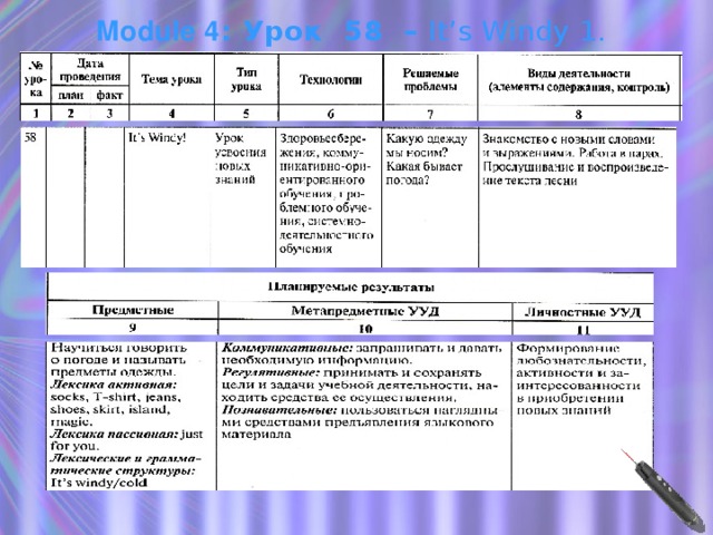 Module 4 : Урок 58 – It’s Windy 1. 