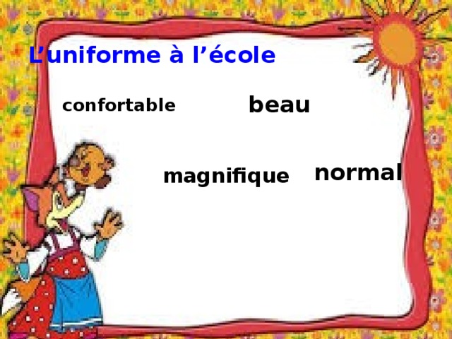L’uniforme à l’école beau confortable normal magnifique 