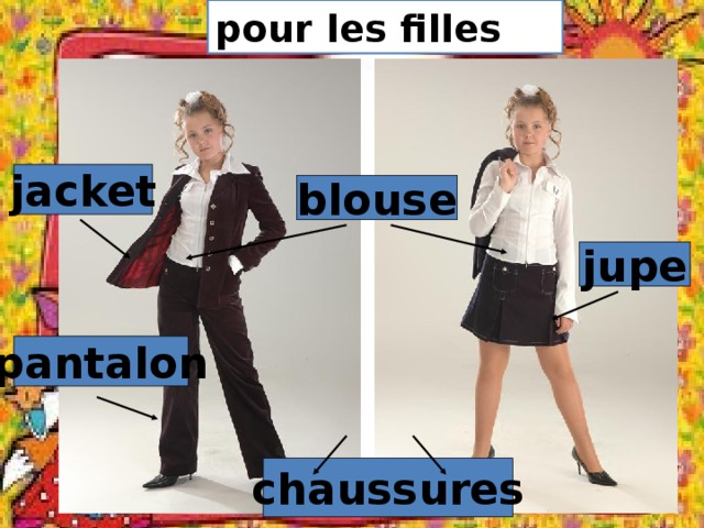 pour les filles jacket blouse jupe pantalon chaussures 