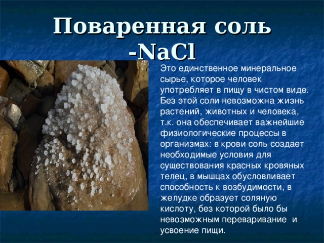 Презентация на тему минеральные соли