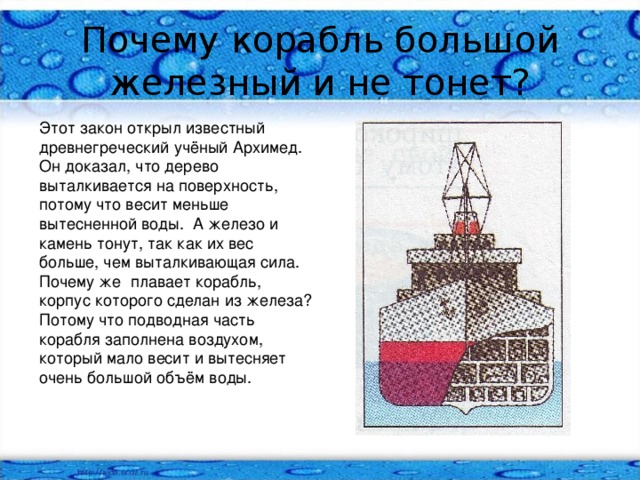 Почему корабль не тонет проект