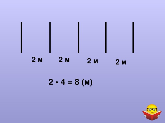 2 м 2 м 2 м 2 м 2 • 4 = 8 (м) 