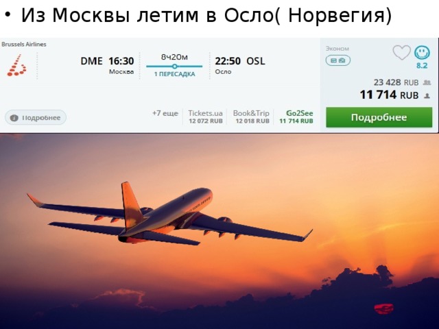 Из Москвы летим в Осло( Норвегия) 