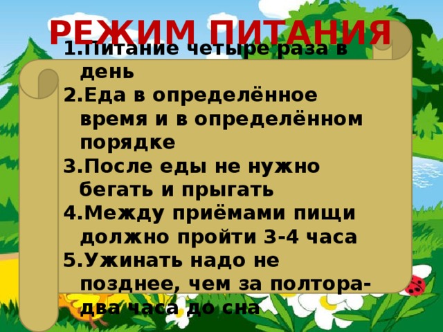 РЕЖИМ ПИТАНИЯ