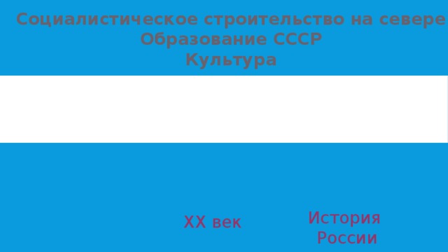 Социалистическое строительство на севере Образование СССР Культура История России XX век 