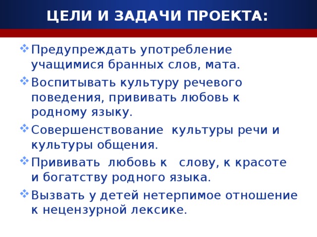ЦЕЛИ И ЗАДАЧИ ПРОЕКТА: