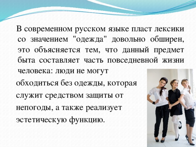 В современном русском языке пласт лексики со значением 