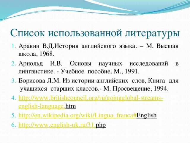 Список использованной литературы