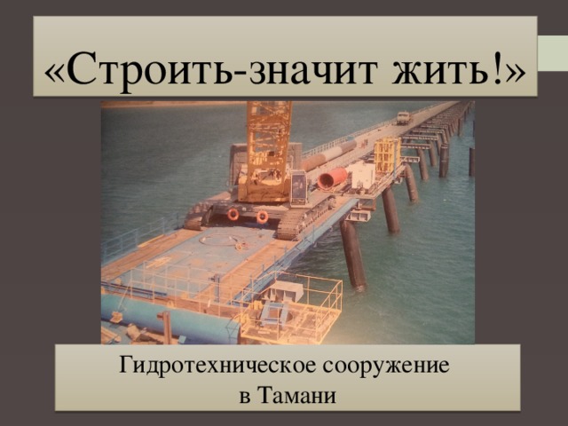 «Строить-значит жить!» Гидротехническое сооружение в Тамани 