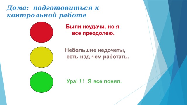 Дома: подготовиться к контрольной работе