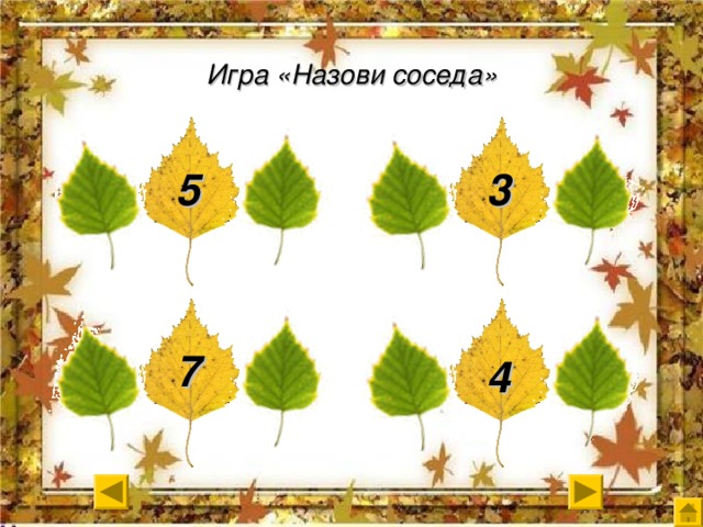 4 4 2 6 Игра «Назови соседа» 3 5 7 4 6 8 3 5 