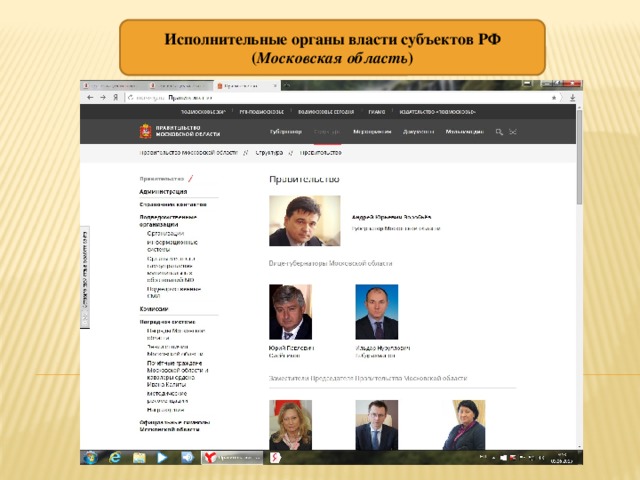 Исполнительные органы власти субъектов РФ ( Московская область ) 