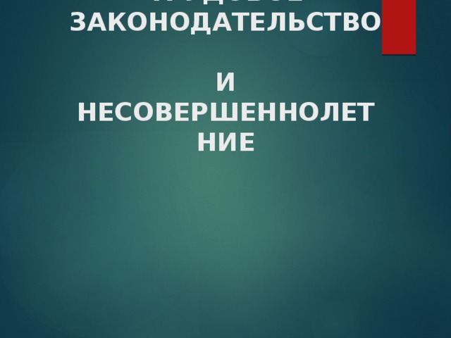 ТРУДОВОЕ ЗАКОНОДАТЕЛЬСТВО  И НЕСОВЕРШЕННОЛЕТНИЕ 