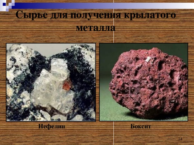 Сырье для получения крылатого металла Нефелин Боксит  