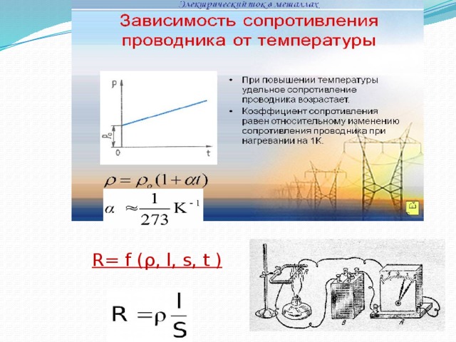 Зависимость сопротивления проводника от температуры сверхпроводимость презентация