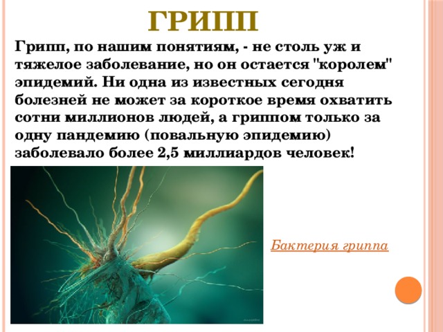Грипп Грипп, по нашим понятиям, - не столь уж и тяжелое заболевание, но он остается 