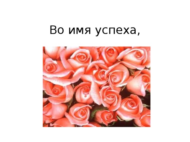Во имя успеха,    