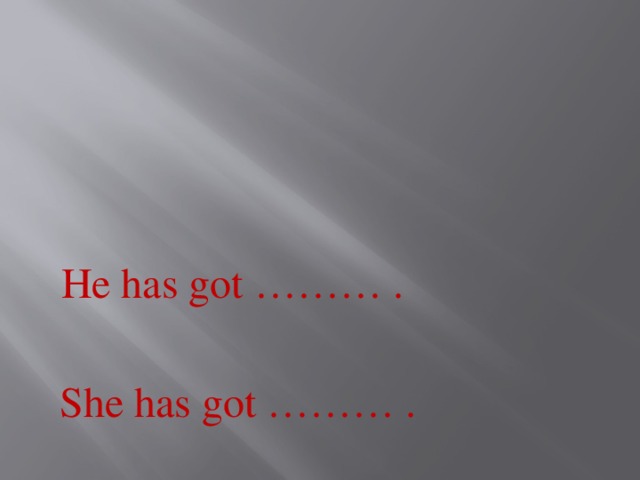  He has got ……… .  She has got ……… . 