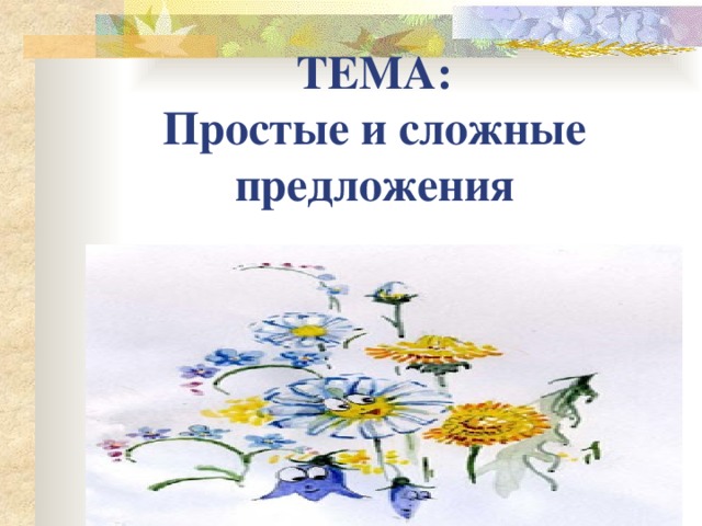 ТЕМА:  Простые и сложные предложения 
