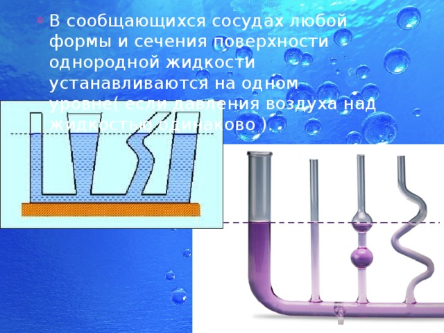 Какое выражение справедливо для разнородных жидкостей в сообщающихся сосудах изображенных на рисунке