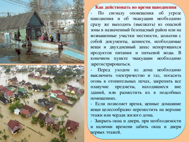 План при наводнении