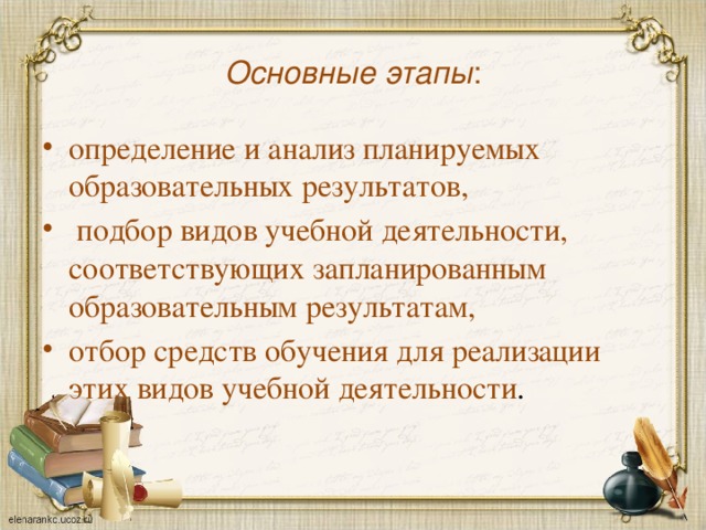 Основные этапы :