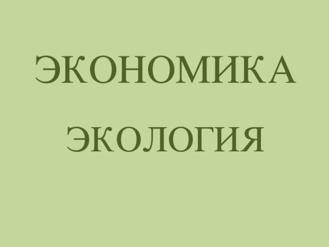 ЭКОНОМИКА Экология 