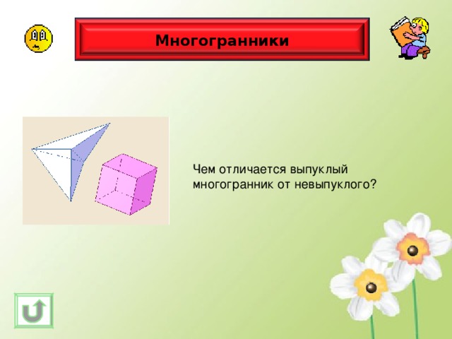 Многогранники Чем отличается выпуклый многогранник от невыпуклого? 
