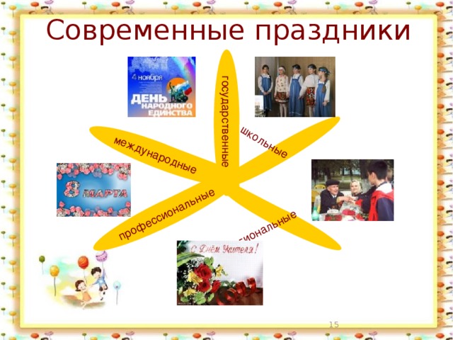 государственные Современные праздники международные профессиональные  школьные региональные  