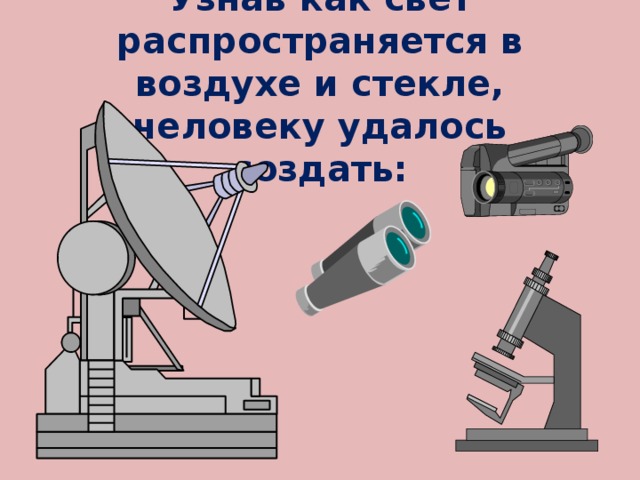 Узнав как свет распространяется в воздухе и стекле, человеку удалось создать: 