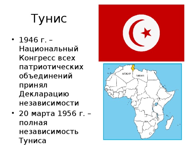 План характеристики страны тунис
