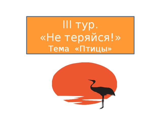 III тур. «Не теряйся!» Тема «Птицы» 