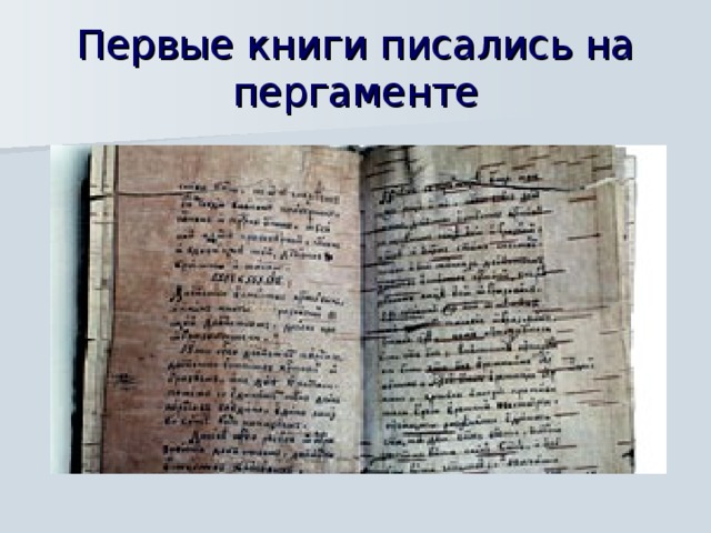 Первые книги писались на пергаменте  