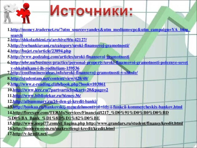   http://money.tradernet.ru/?utm_source=yandex&utm_medium=cpc&utm_campaign=YA_blog_search http://shkolazhizni.ru/archive/0/n-42127/ http://vsebankiavam.ru/category/uroki-finansovoj-gramotnosti/ http://bujet.ru/article/23894.php http://www.podzalog.com/articles/uroki-finansovoi-gramotnosti http://ubr.ua/business-practice/personal-property/uroki-finansovoi-gramotnosti-poleznye-sovety-shkolnikam-i-ih-roditeliam-159536 http://coolbusinessideas.info/uroki-finansovoj-gramotnosti-v-shkole/ http://studentam.net/content/view/428/48/ http://www.e-reading.club/book.php?book=103861 http://www.lerc.ru/?part=articles&art=20&page=2 http://www.bibliotekar.ru/biznes-36/ http://allsummary.ru/16-den-gi-kredit-banki/ http://bookaa.ru/bankovskij-menedzhment/rol-vidy-i-funkcii-kommercheskix-bankov.html http://forexaw.com/TERMs/Services/Financial/l217_%D0%91%D0%B0%D0%BD%D0%BA_Bank_%D1%8D%D1%82%D0%BE http://www.mepi77.com/st_liagina.php http://www.grandars.ru/student/finansy/kredit.html http://modern-econ.ru/makro/dengi-kredit/kredit.html http://v-kredit.net/   