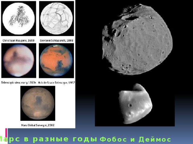 Марс в разные годы Фобос и Деймос 