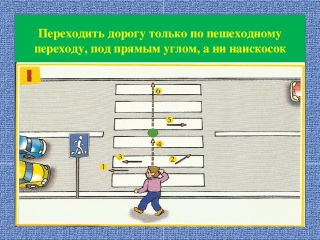 Переходить под прямым углом. Переходить дорогу под прямым углом. Переходить дорогу по пешеходному переходу.