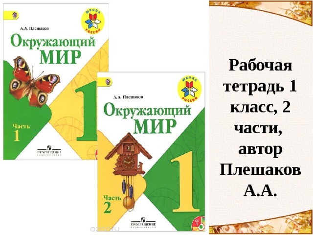 Рабочая тетрадь 1 класс, 2 части,  автор Плешаков А.А. 