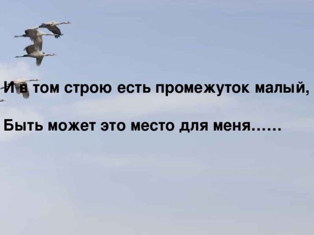 И в том строю есть промежуток малый,  Быть может это место для меня…… 