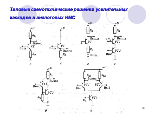 Типовые схемотехнические решения усилительных каскадов в аналоговых ИМС   