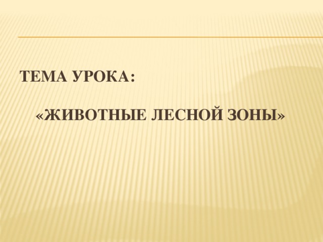 Тема урока:   «Животные лесной зоны» 