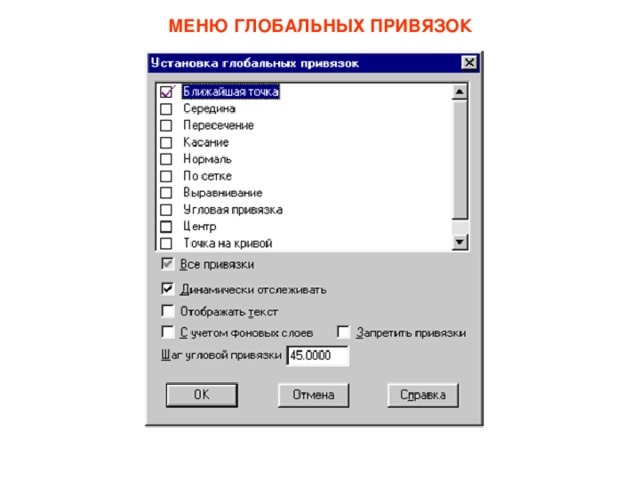 МЕНЮ ГЛОБАЛЬНЫХ ПРИВЯЗОК 
