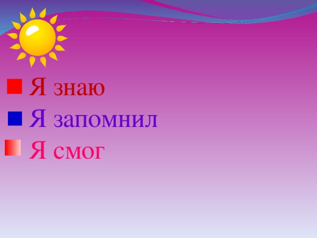  Я знаю  Я запомнил  Я смог 