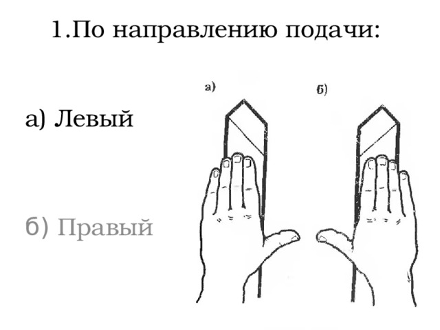 1.По направлению подачи:   а) Левый б) Правый  