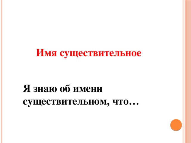 Имя существительное Я знаю об имени существительном, что… 