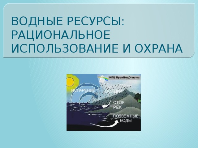 ВОДНЫЕ РЕСУРСЫ: РАЦИОНАЛЬНОЕ ИСПОЛЬЗОВАНИЕ И ОХРАНА 