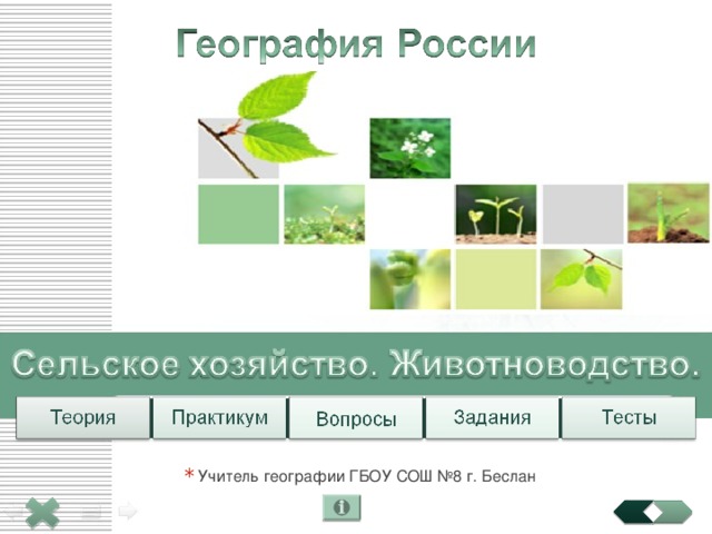 Земледелие Учитель географии ГБОУ СОШ №8 г. Беслан 