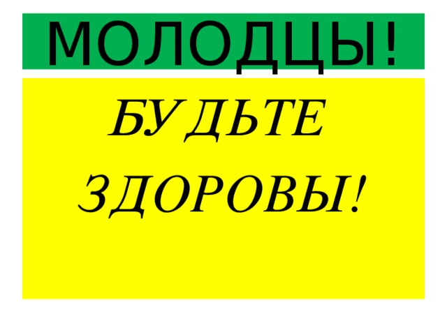 МОЛОДЦЫ! БУДЬТЕ ЗДОРОВЫ! 