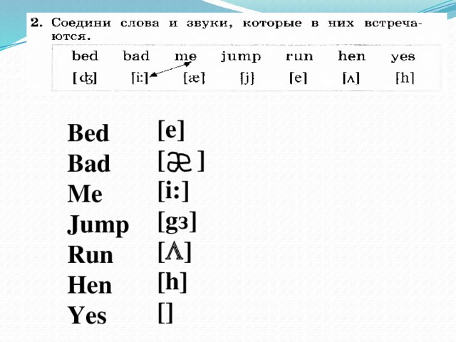 Транскрипция слов задания