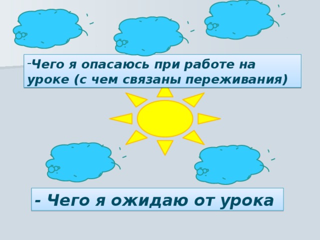 Чего я опасаюсь при работе на уроке (с чем связаны переживания) - Чего я ожидаю от урока 